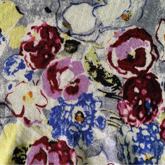 Anthropologie Guinevere waterfall cardigan sweater Sz M cream purple floral - Picture 9 of 10